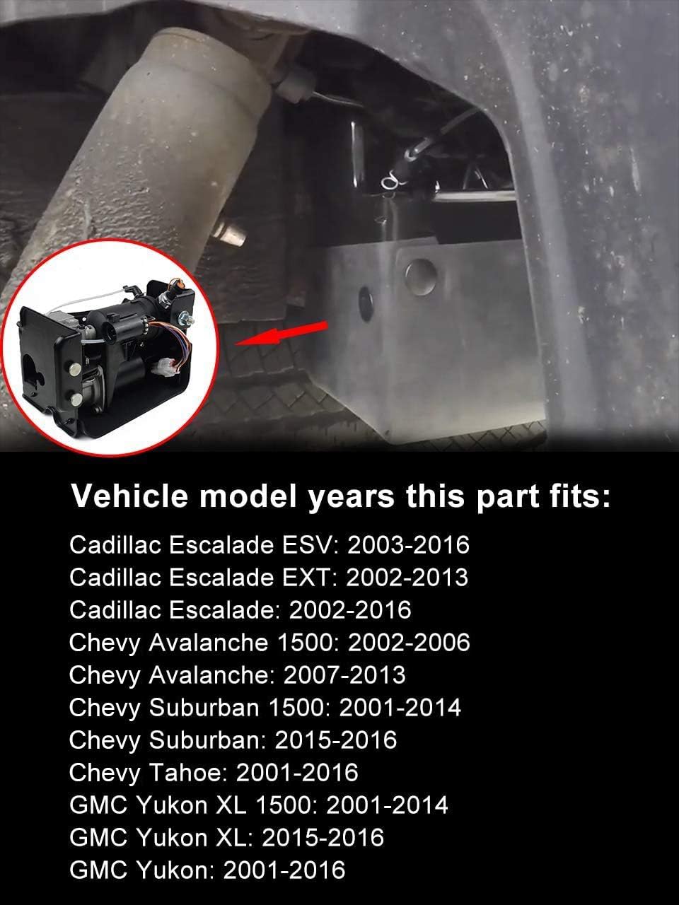 949-001 949-099 Air Ride Suspension Compressor Pump Fits for Cadillac Escalade Chevy Avalanche Suburban Tahoe GMC Yukon 2001-2016 Replace# 15254590 4J-0003C 949001 949099