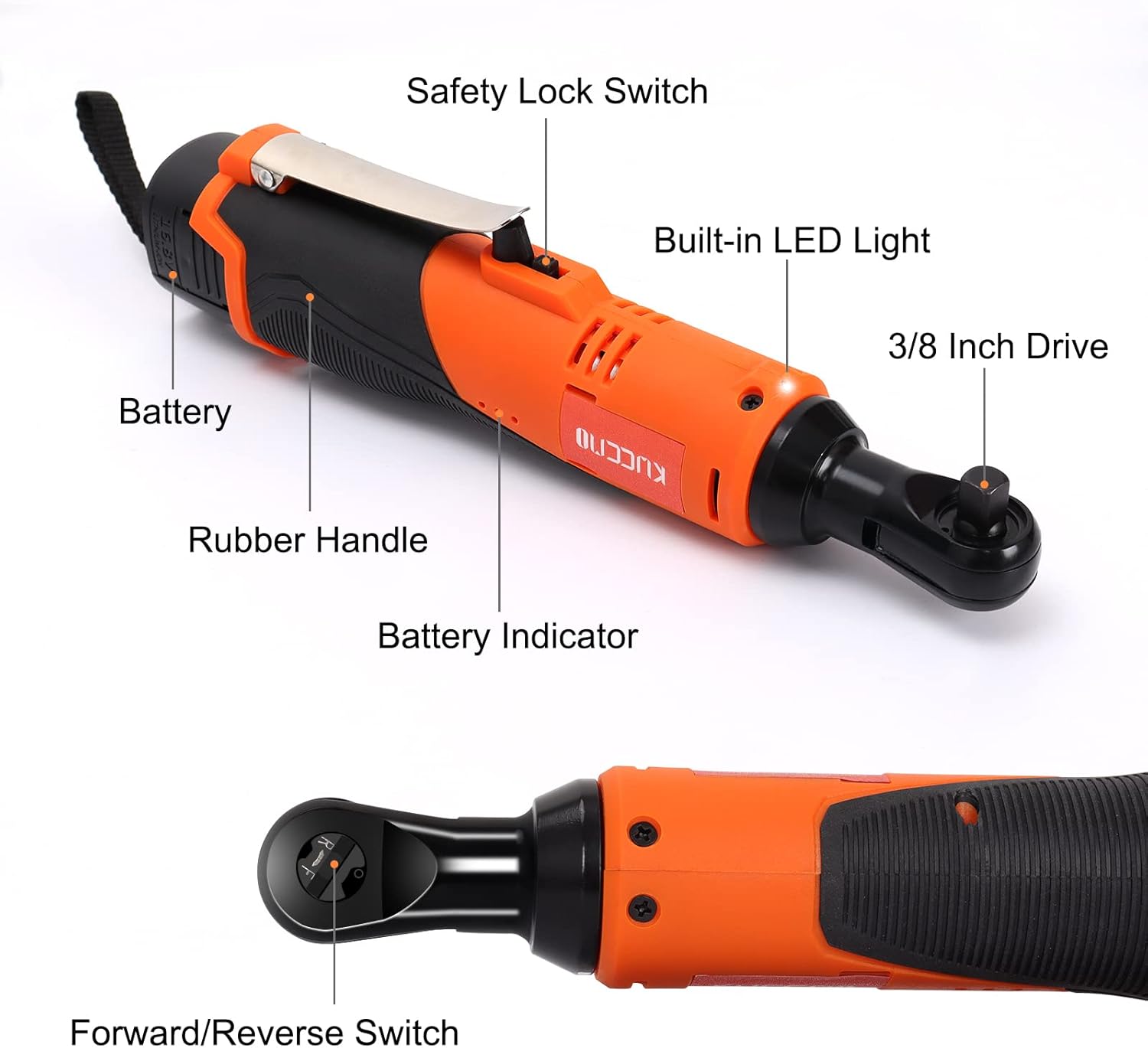 Cordless Ratchet Wrench Set, 3/8'' 16.8V 450 RPM Electric Ratchet Wrench, Power Ratchet Wrenches 40 Ft-lbs(55N.m), Variable Speeds, 2-Pack 2.0Ah Lithium-Ion Batteries, 1 Extension Bar Pack of 2