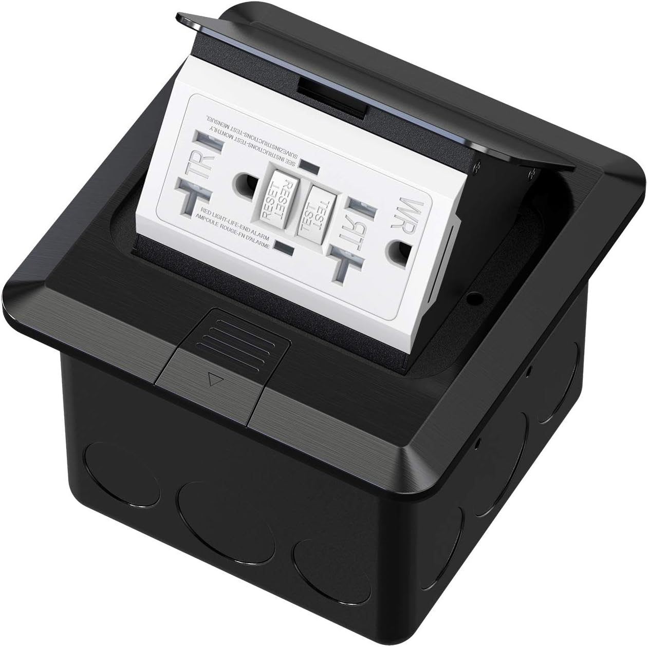 KYHSHJ 4.8A USB Chargers Pop Up Floor Waterproof Electrical Outlet Receptacle Stainless Steel Box,Black Pack of 2