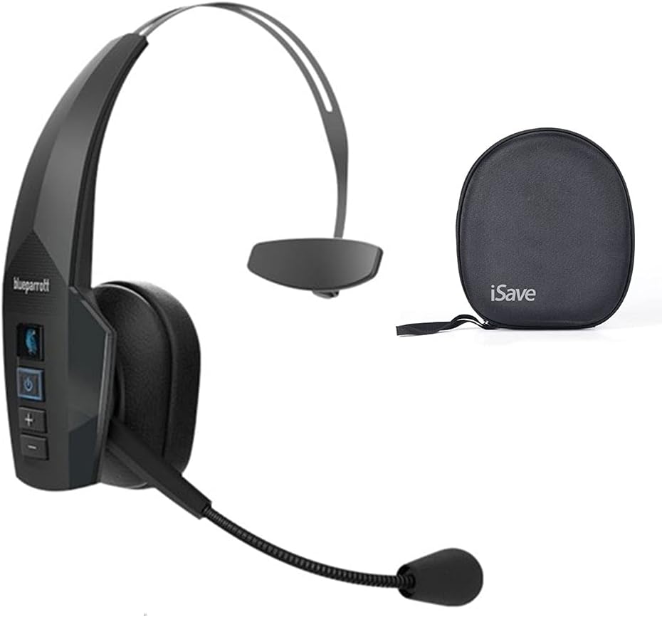 BlueParrott B350-XT BPB-35020 (204260) Noise Cancelling Wireless Bluetooth Headset w/ iSave Protective Carrying Case with 24 Hours of Talk time