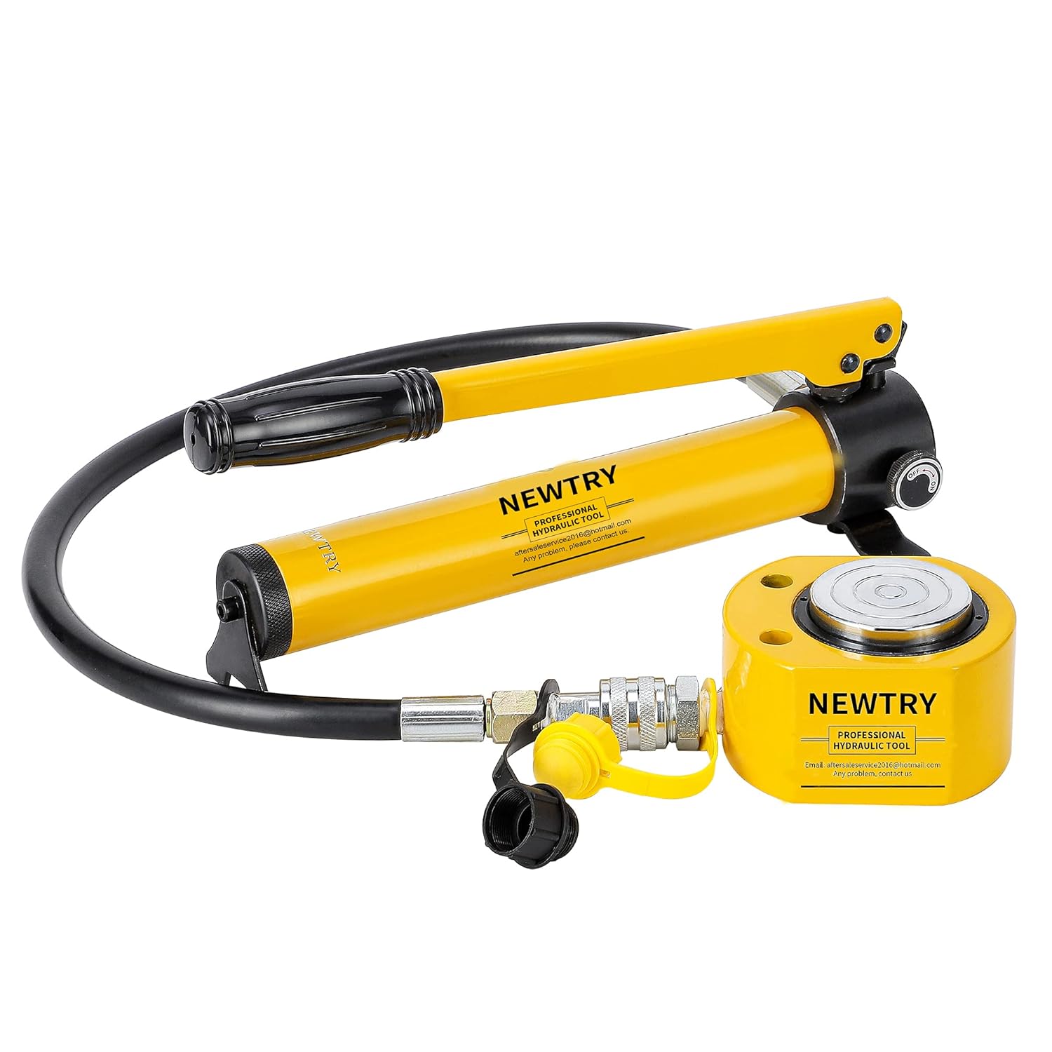 NEWTRY 10T Low Profile Hydraulic Jack Porta Power Kit + CP-180 Manual Hydraulic Hand Pump , Industrial Mini Hydraulic Cylinder, Stroke 0.4”
