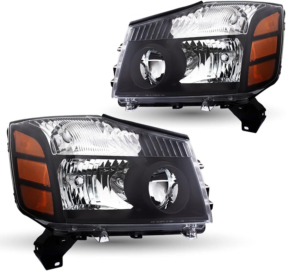 TUSDAR Headlight Assembly Compatible with 2004 - 2015 Nissan Titan / 2005 - 2007 Armada Left and Right Side(Chrome)