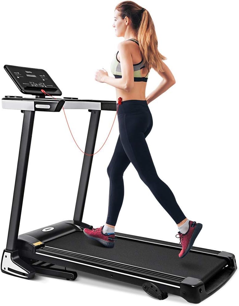 ONETWOFIT Folding Electric Treadmill, 2.0HP Motor, 1km/h - 12.8km/h, Automatically add lubricating Oil, Soft Drop System, Running Surface 48x16 inch, Ideal for Home/Office