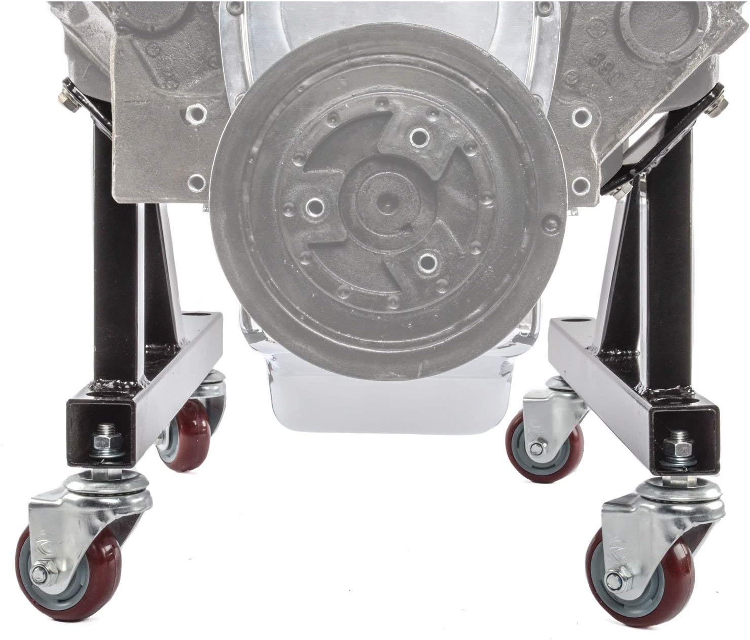 JEGS Heavy Duty Engine Stand - Two-Piece Engine Cradle Design - Fits Small and Big Block Engines - Bolts Directly to Engine Block - Steel, Black Powder Coat Finish - Motor Stand - 1 Pair