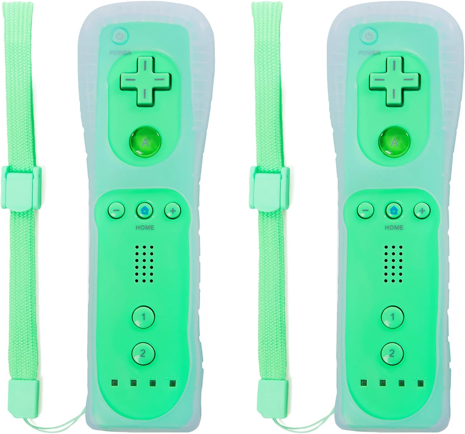 Wii Controller, Soanufa Wii Controller 4 Pack, Wii Remote Controller Band Silicone Case and Wrist Strap, Compatible with Wii and Wii U Game Console (White+Black+Deep Blue+Red) Pack of 2