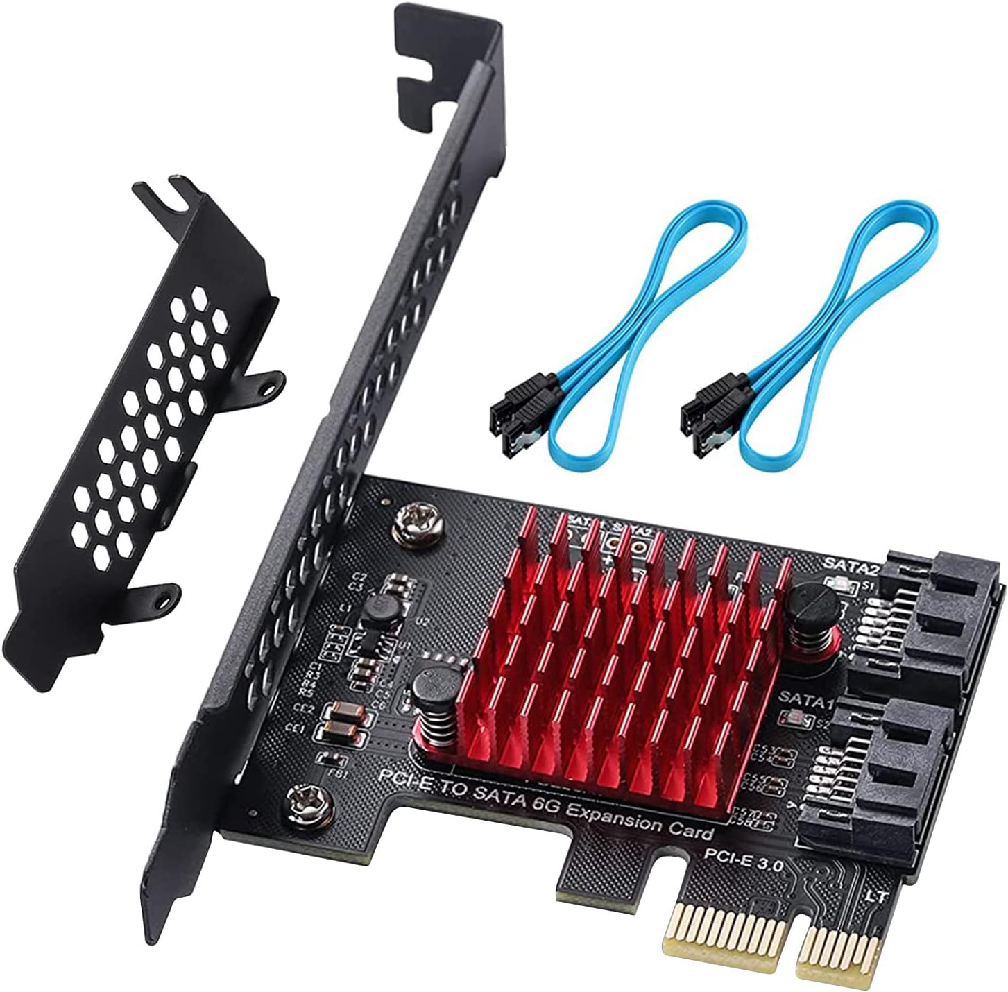 YUNKOZAND 4X PCIE 8 SATA Card,with 8 SATA Cables,PCIE to SATA 3.0 6 Gbps Controller,PCIE SATA Expansion Card,SATA Controller,ASM1166+JMB575 Chips Pack of 2