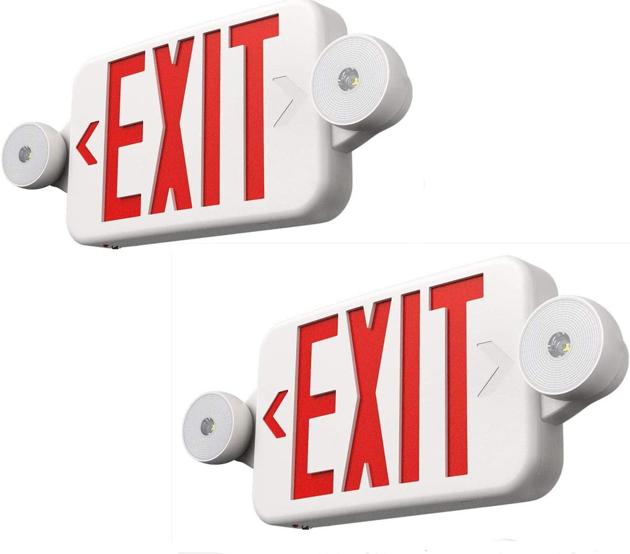 Litufine Exit Sign with Emergency Lights, Two LED Adjustable Head Emergency Exit Light with Battery, Exit Sign for Business Pack of 2