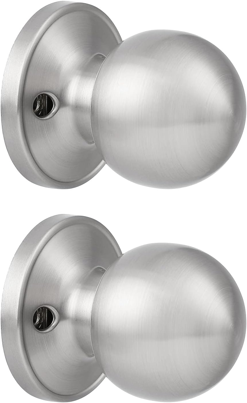 Probrico Bed/Bath Room Door Knobs and Handles in Brushed Nickel Wholesale Privacy Door Knob Locks (10Pack)