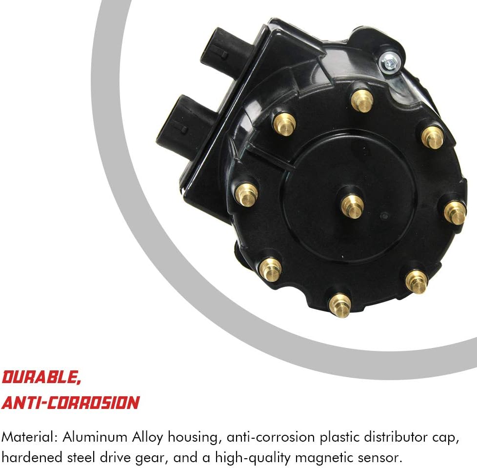 Igniton Distributor for Chevy GMC Truck Small Block Big Block 1500 2500 3500 5.0 305 5.7 350 427 TBI EFI LG4 LB9 wiht Black Cap Distributor Pack of 2