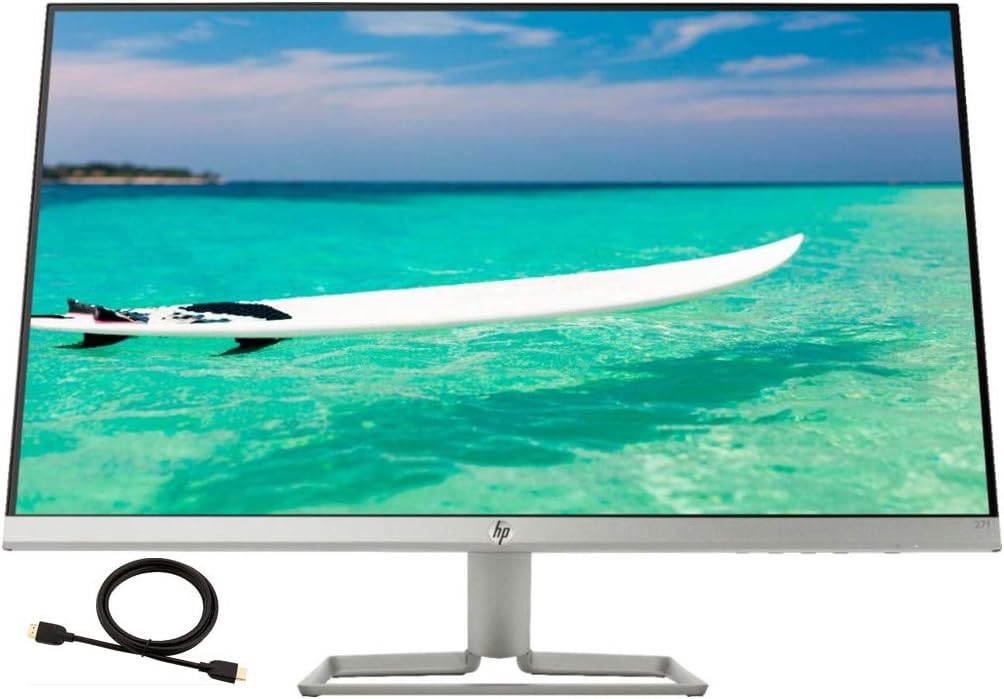 HP 27f 27” UHD 3840 x 2160 (4K) IPS Free Sync Monitor, 5ms Response Time, 60Hz Refresh Rate, 2 HDMI, DisplayPort, 10000000:1 Contrast Ratio, 178° Horizontal Vertical Viewing Angles, ABYS HDMI Cable