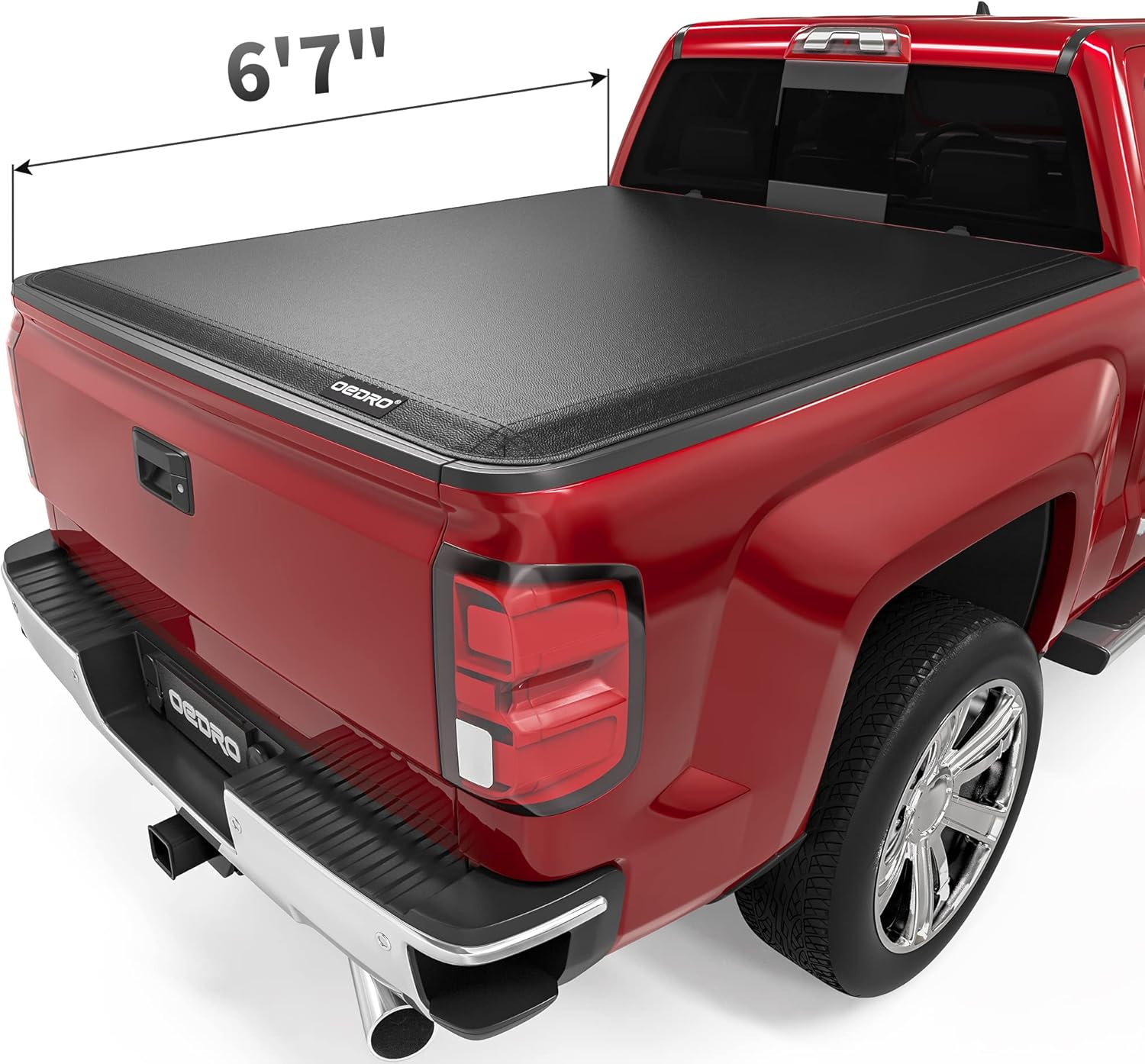 oEdRo Hard Trifold Truck Bed Tonneau Cover Compatible with 2014-2019 Chevy Silverado/GMC Sierra 1500 (2019 LD/LT ONLY); 2015-2019 Silverado Sierra 2500 3500 HD,Fleetside 6.6 Feet Bed