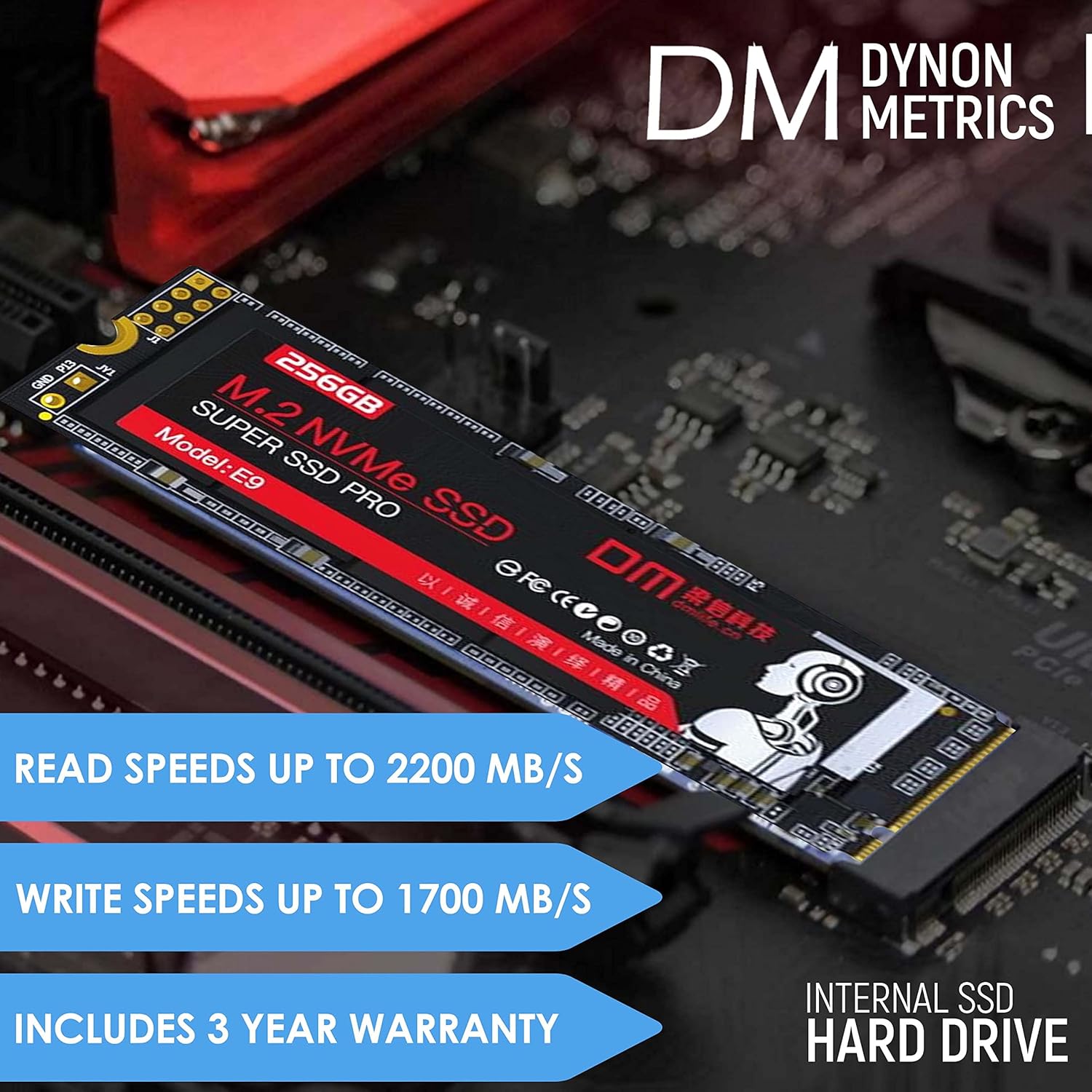Dynon Metrics PCIe NVMe M.2 Internal SSD Hard Drive – NVMe1.3 Standard Internal SSD Board – Fast Speed Data Transfer – Compact Internal Solid State Drive – 4 Flash Drive Memory Channels - 1 TB