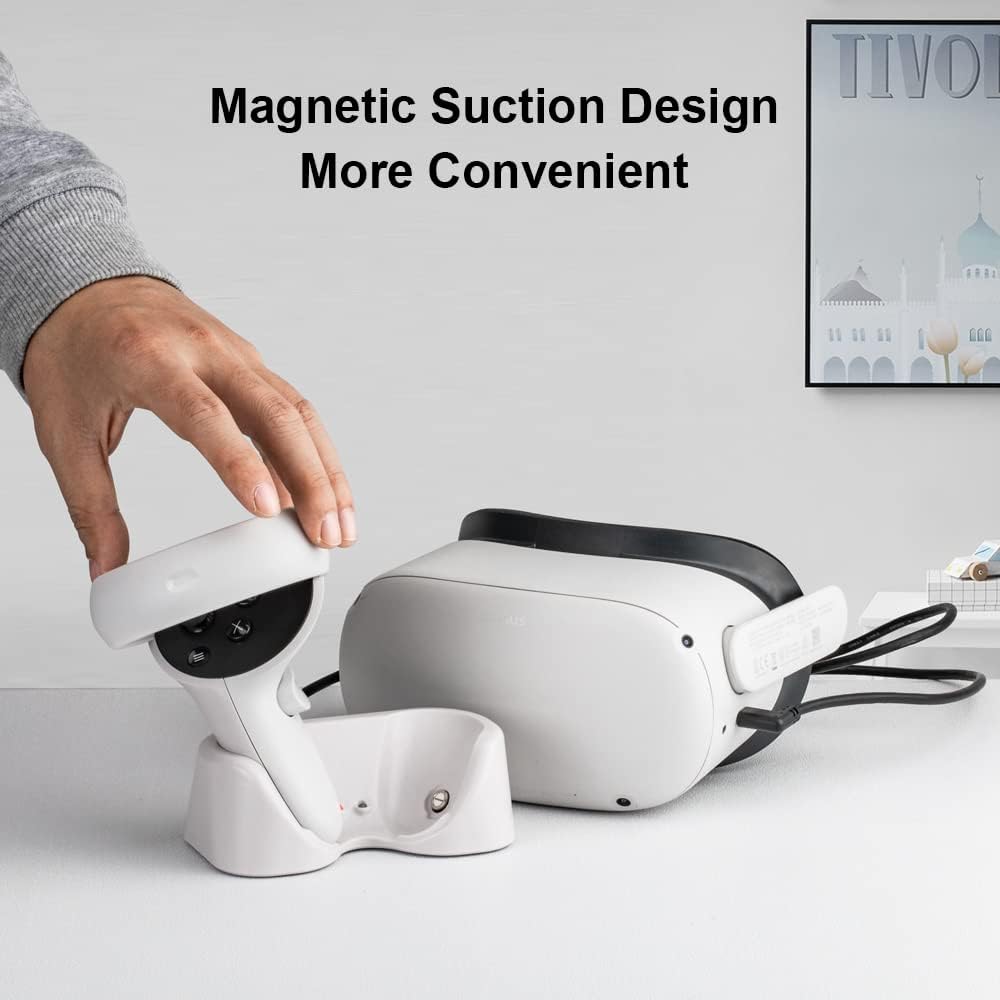 Iesooy Oculus Quest 2 Charger Dock Station for Oculus Quest 2 Headset and Controller, Oculus Quest 2 Charging Station with 2 Rechargeable Batteries, Charging Stand for Oculus Quest 2 Handle Pack of 2