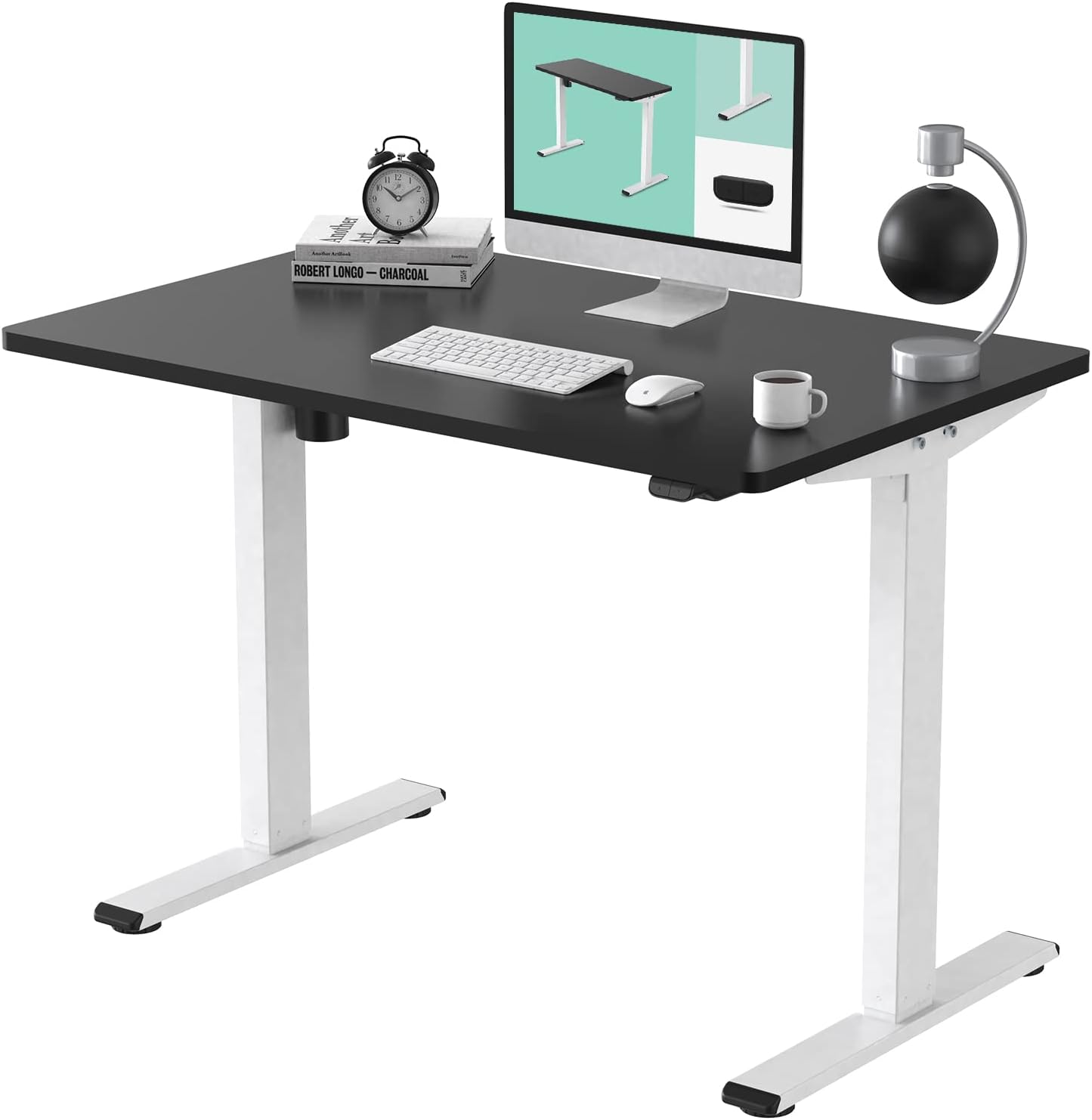 FLEXISPOT EC1 Electric White Standing Desk Adjustable Height Desk, 48 x 30 Inches Whole Piece Board Sit Stand Desk Home Office Workstation Stand up Desk (White Frame + 48 in White Top)
