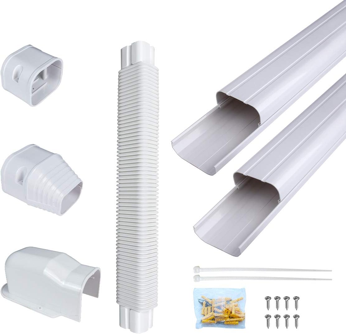 Daisypower PVC Decorative Air Conditioner Line Set Cover kit, Tubing Covers Protect Your Ductless Mini Split,Central AC,Cooling Only, Heat Pump (3in W,9ft L) Pack of 2