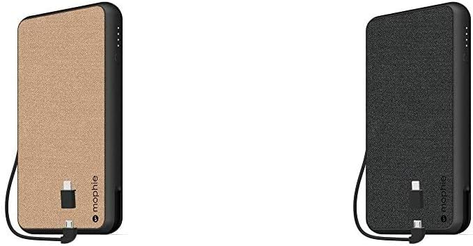 mophie powerstation Plus XL (10,000mAh) - Qi Wireless Charging with Built in Micro USB and Lighning Cables - Khaki (401101697) Pack of 2