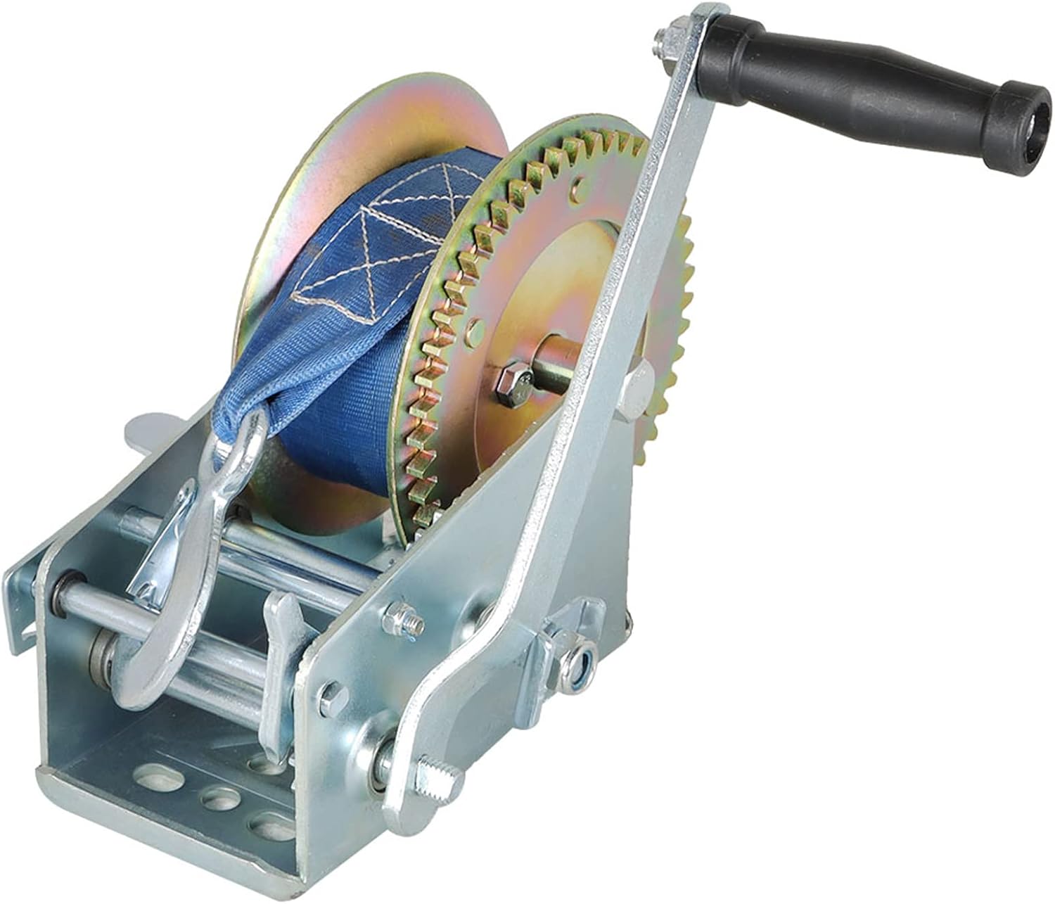 findmall Heavy Duty Hand Winch 3500lbs Hand Crank Strap Gear with 10m (32ft) Strap Manual Operated Two-Way Ratchet ATV Boat Trailer Marine Pack of 2