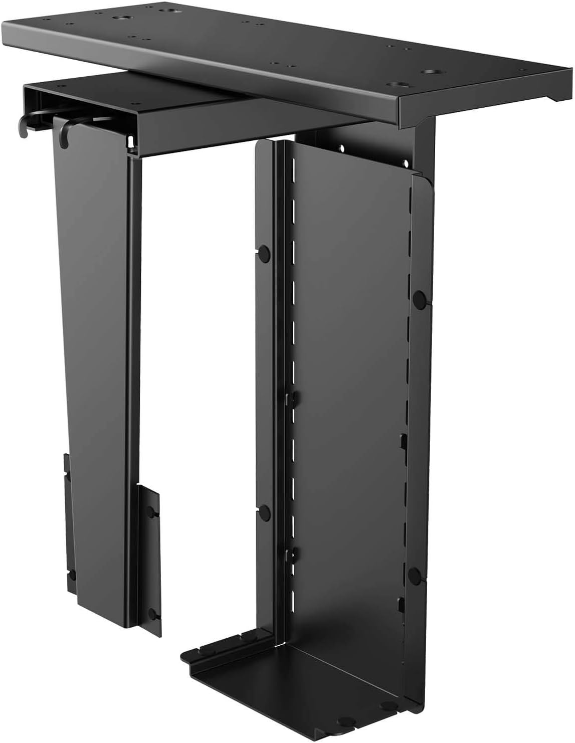 AIMEZO Under Desk Mount CPU Holder 360° Swivel Solid Steel Computer Tower Holder with Adjustable Height and Width （Black） Pack of 2