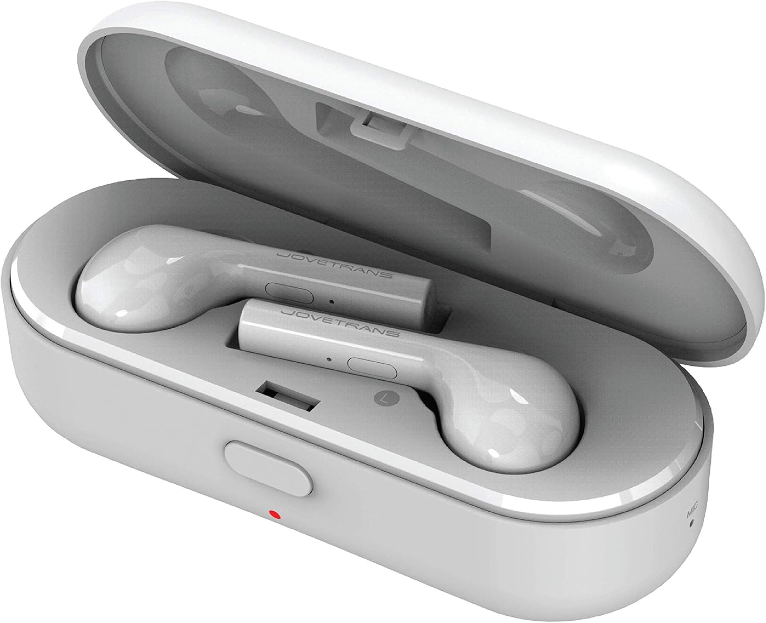 JoveTrans Mix Translator Earbuds, Portable Language Translator Device for On-The-Go Wireless Translation (White)
