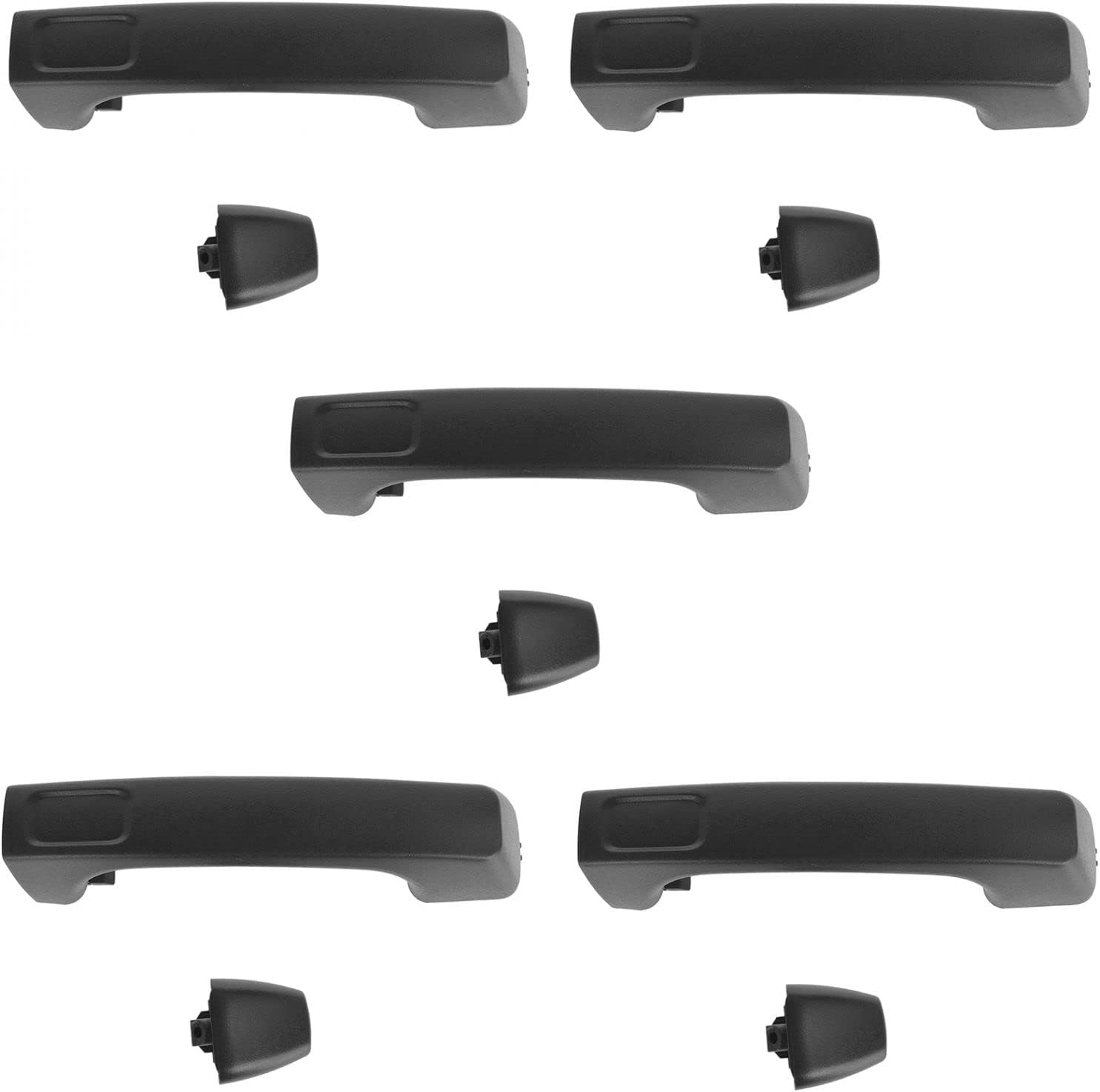 Door Handle Black Exterior Outside Front & Rear Set of 5 for 06-10 Hummer H3 H3T