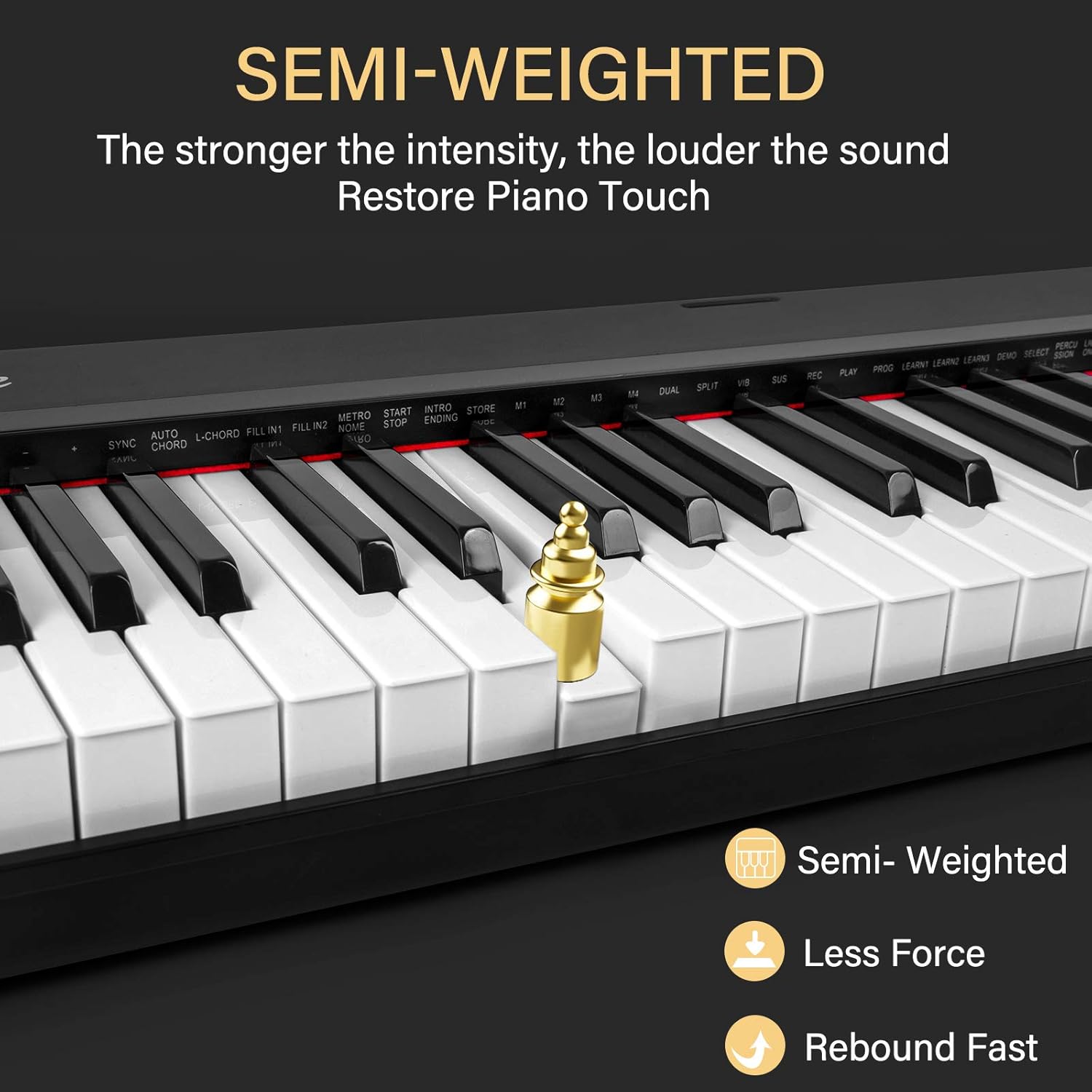 Kmise Digital Piano 88 Key Full Size Semi Weighted Electronic Keyboard with Music Stand,Power Supply,Sustain Pedal,Bluetooth,MIDI,for Beginner Professional at Home/Stage