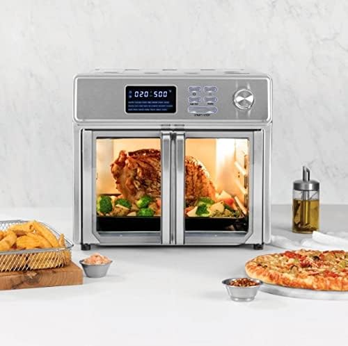 26 Quart Digital Maxx Air Fryer oven Combo Rotisserie Broiler Dehydrator & More With 7 Accessories Stainless Steel