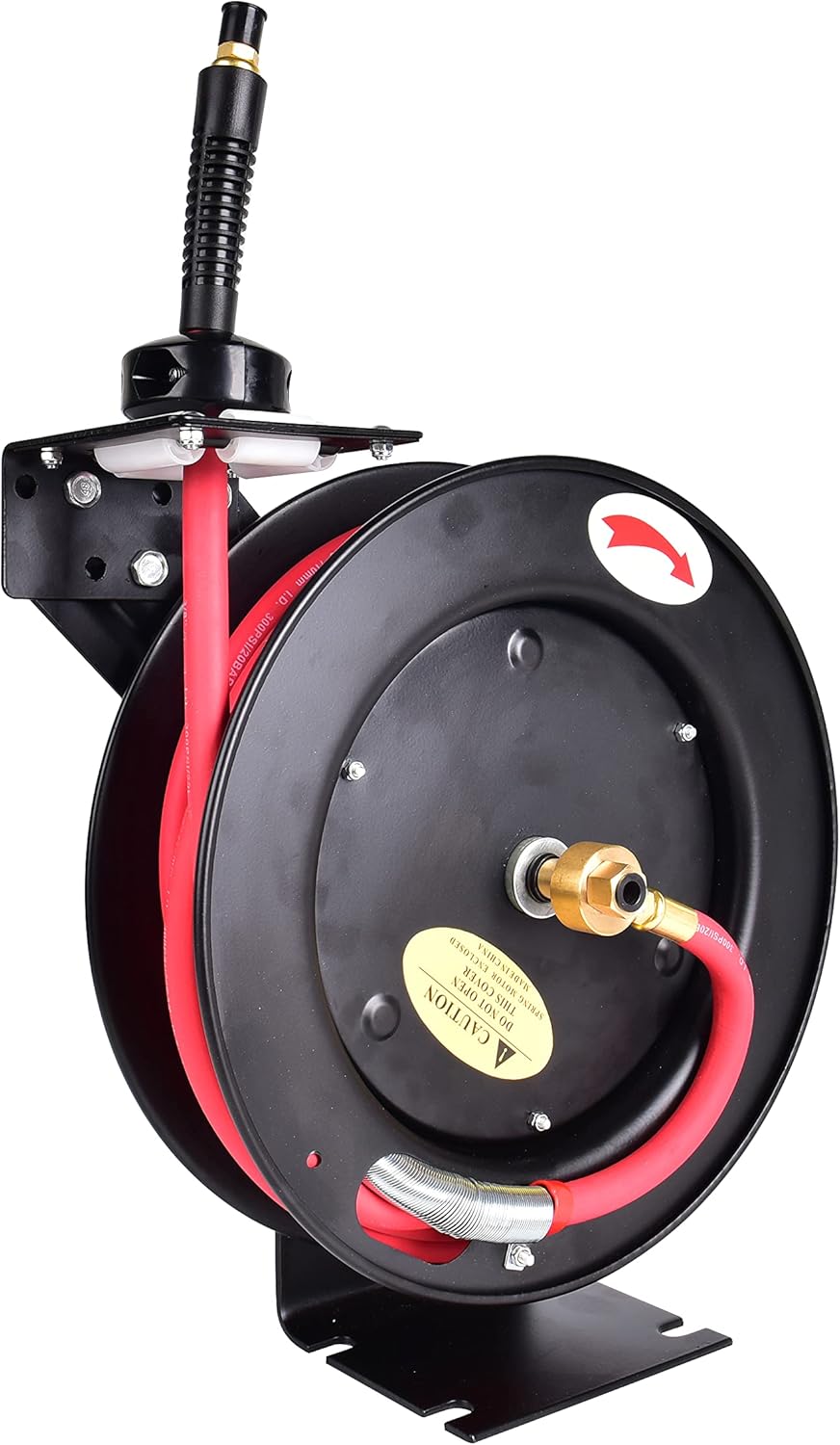 ET038G Retractable Heavy-Duty 3/8 in x 25 ft Air Hose Reel. Wall Mount, Retractable, 300 PSI Flexiable Hybrid Hose. Pack of 2