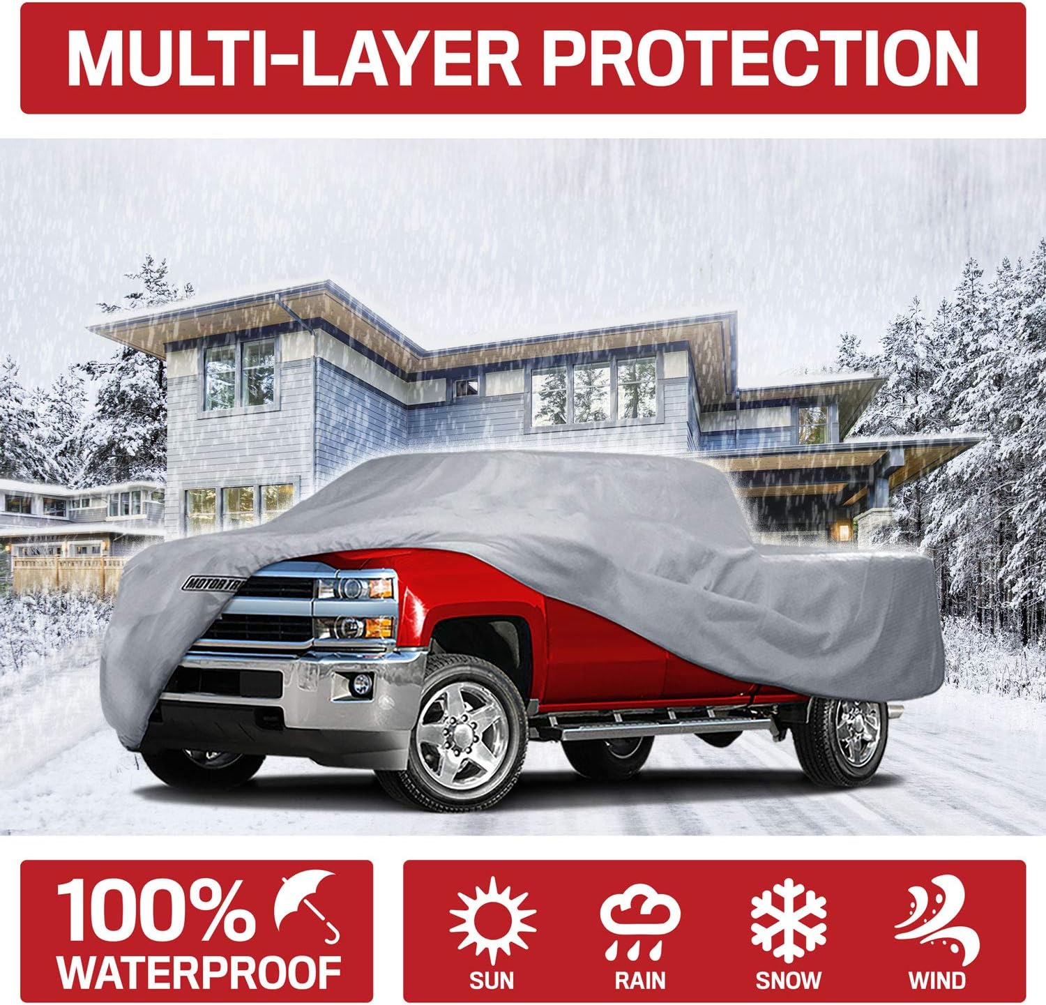 Motor Trend T-850 Waterproof Truck Cover for 2004-2012 GMC Canyon - Regular/Extended Cab Custom Fit All Weather Protection Pack of 2