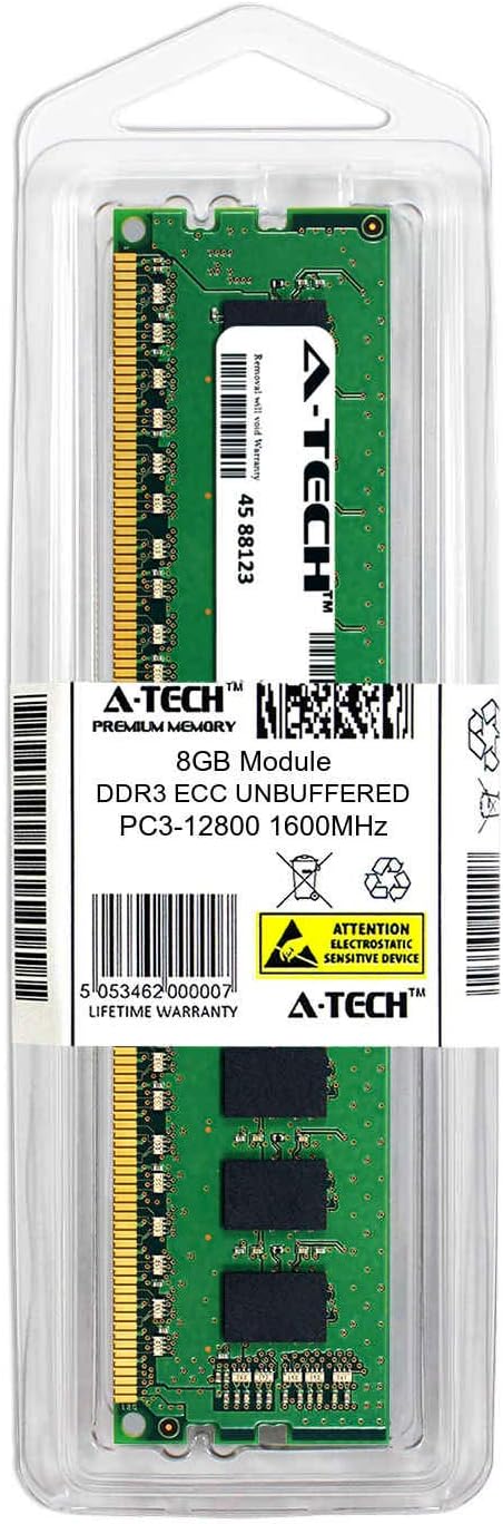 A-Tech 8GB Replacement for Crucial CT102472BD160B - DDR3/DDR3L 1600MHz PC3-12800 ECC Unbuffered UDIMM 2Rx8 1.35V - Single Server Memory RAM Stick (CT102472BD160B-ATC) Pack of 2