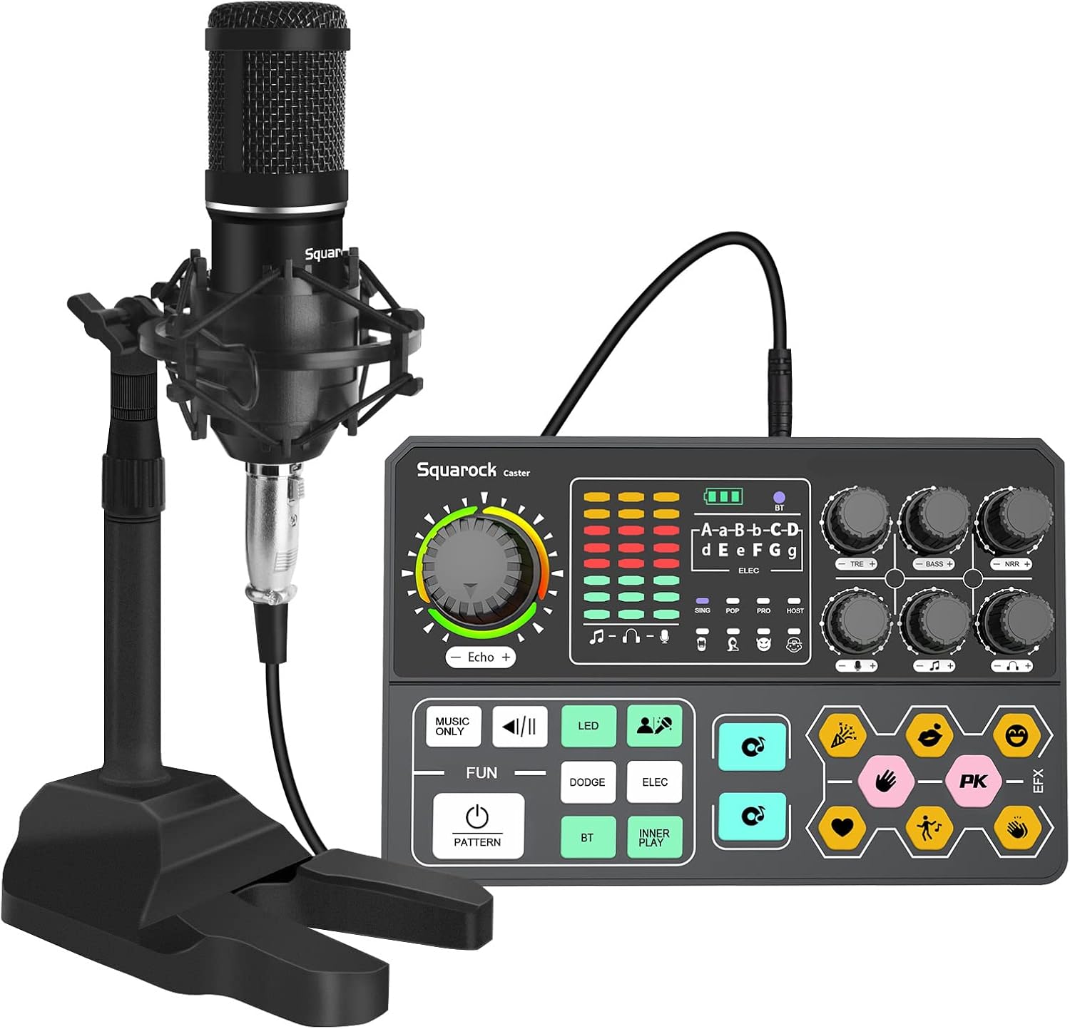 Podcast Equipment Bundle Audio Interface with DJ Mixer Integrated Smartphone PC Universal Noise Reduction Recording, Live Broadcast, Gaming, Interview