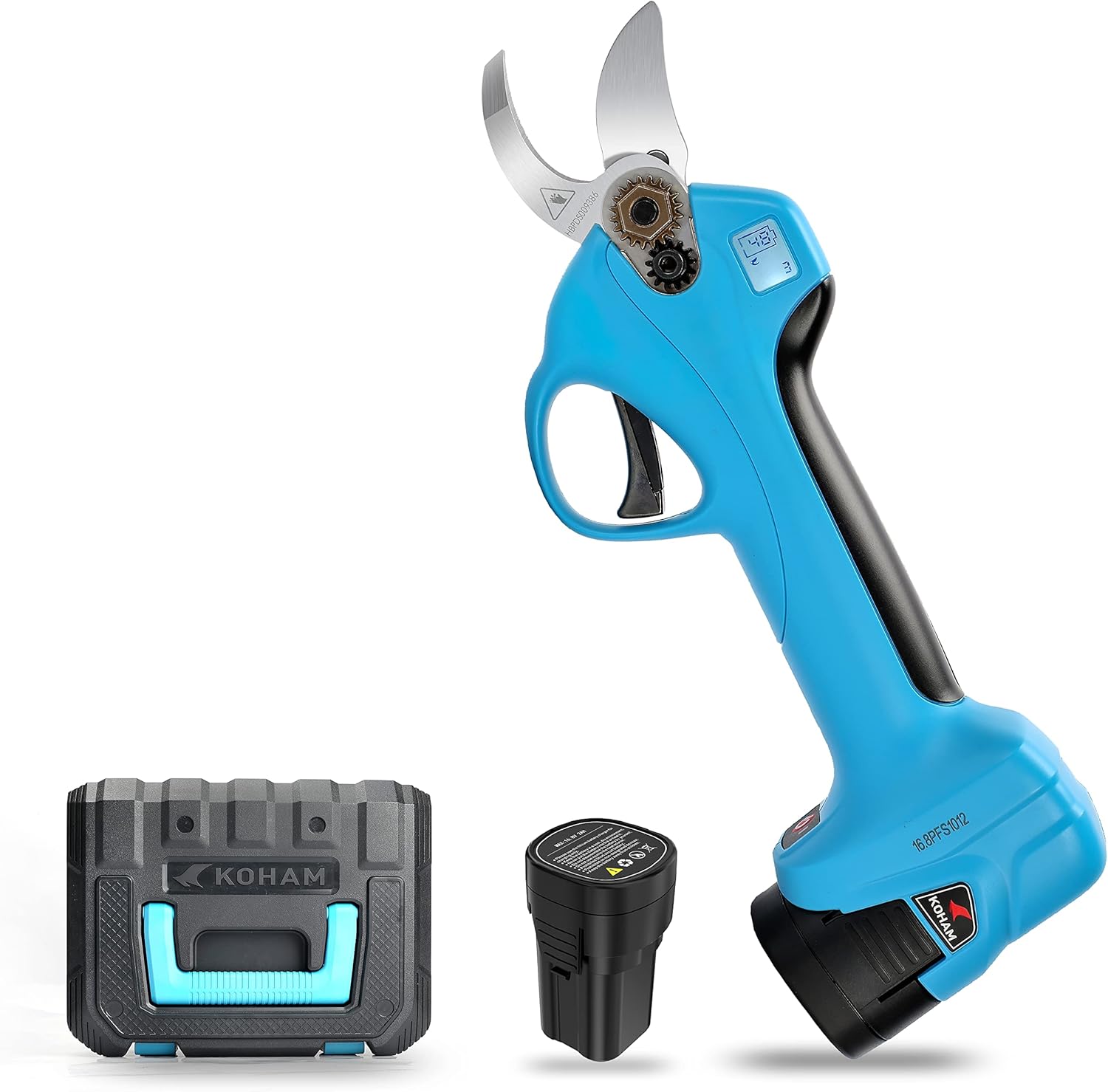 Electric Pruning Shears, KOHAM Professional Cordless Battery Powered Tree Branch Pruner with LED Screen, Rechargeable Electric Pruning Shears Tool with 2 Pack 2.5AH Battery,1 Inch (25mm) Cut Diameter