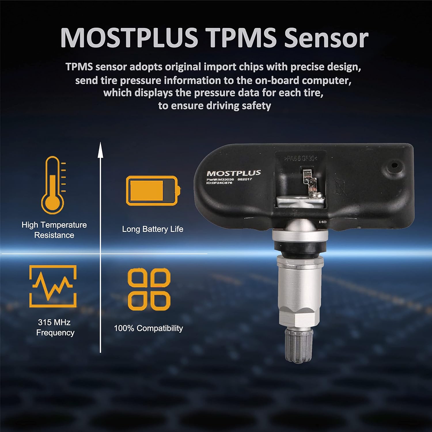 MOSTPLUS GX631A159AA LR070840 Tire Pressure Monitor Sensor TPMS 433MHz Compatible for Land Rover(Set of 4) Pack of 2