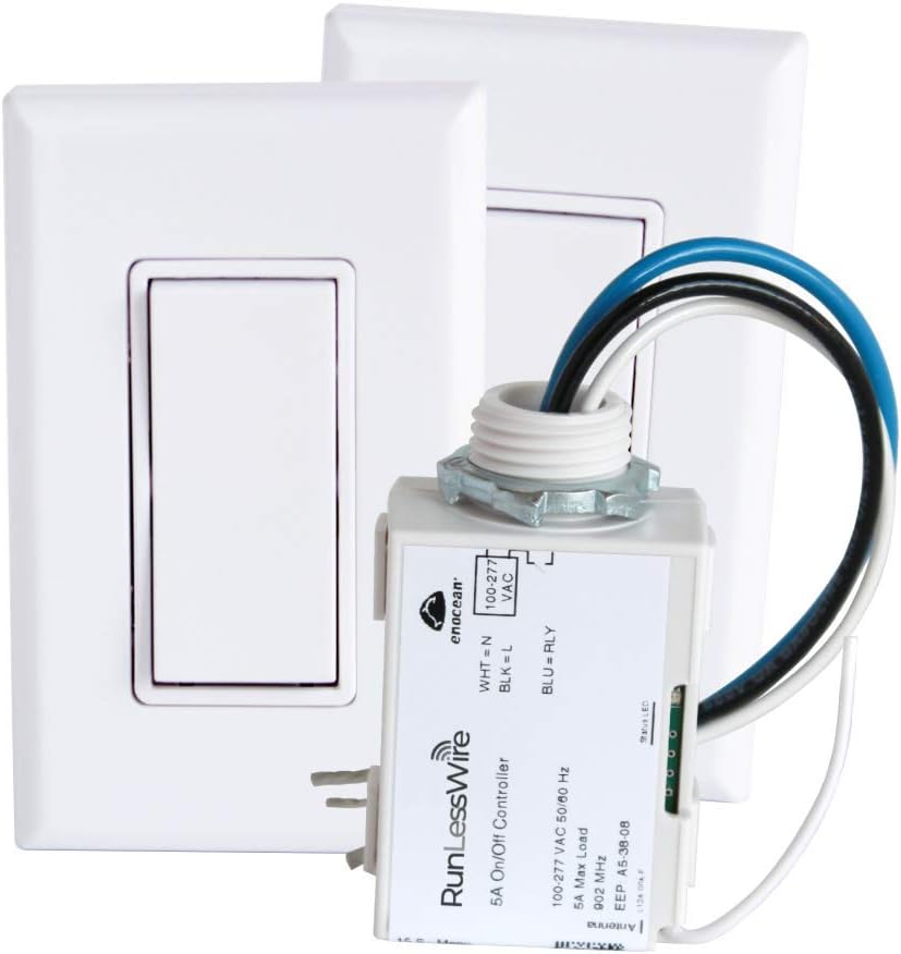 RunLessWire 3-Way Wireless Switch Kit, Self-Powered Rocker Switch, No Wire Light Control Kit
