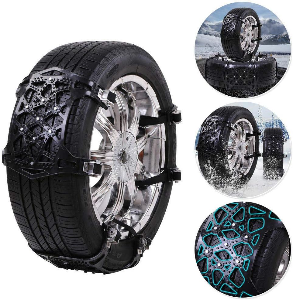 Anti Skid Snow Tire Chains, 6pcs Universal Adjustable Emergency Traction Chains for 165-275mm Tires Cars Trucks, 90cm PU Snowfield Slope Muddy Icy Ground Sandy Land Chains