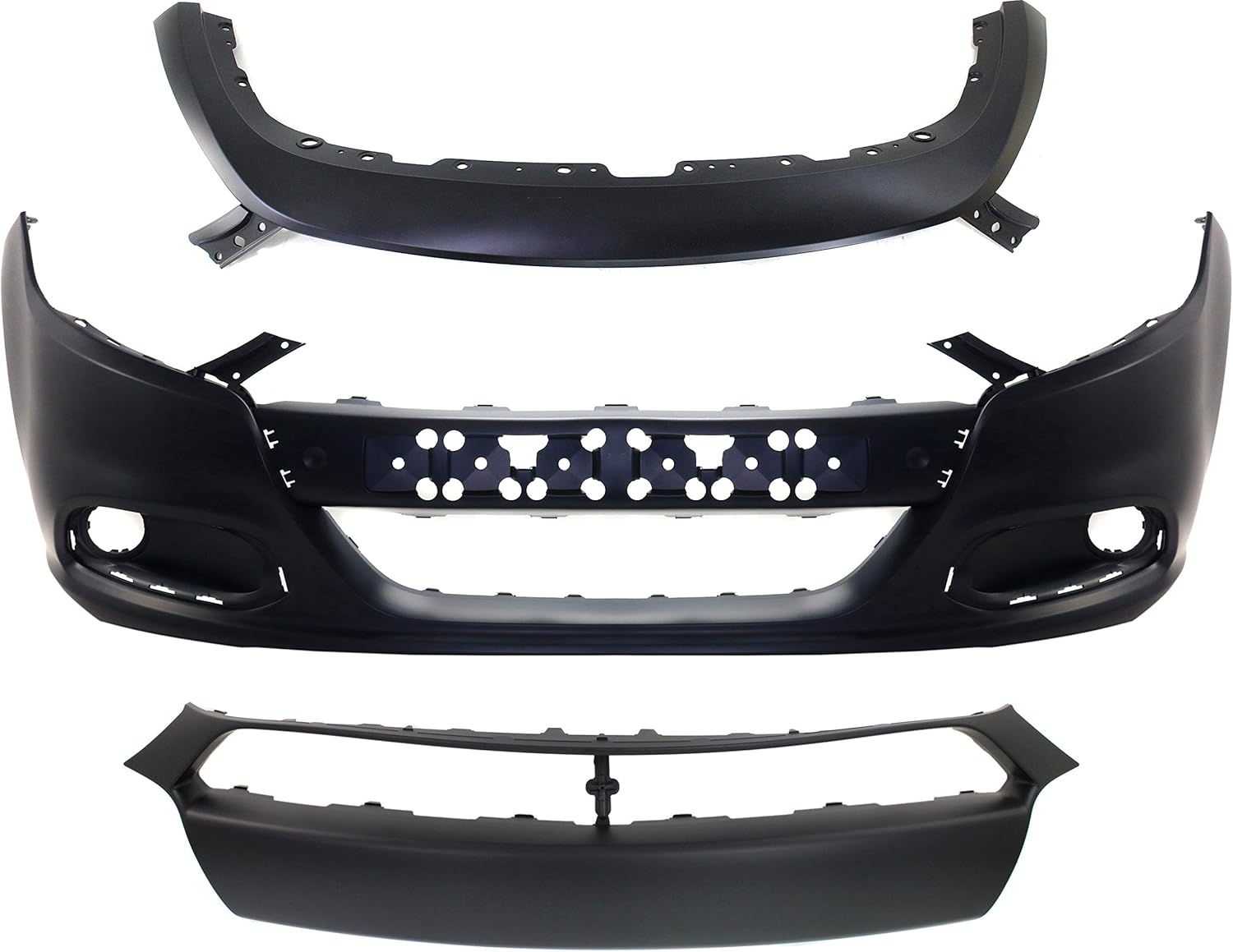 Garage-Pro Front Bumper Cover Compatible with 2013-2016 Dodge Dart with Bumper Molding - CAPA, Set of 3