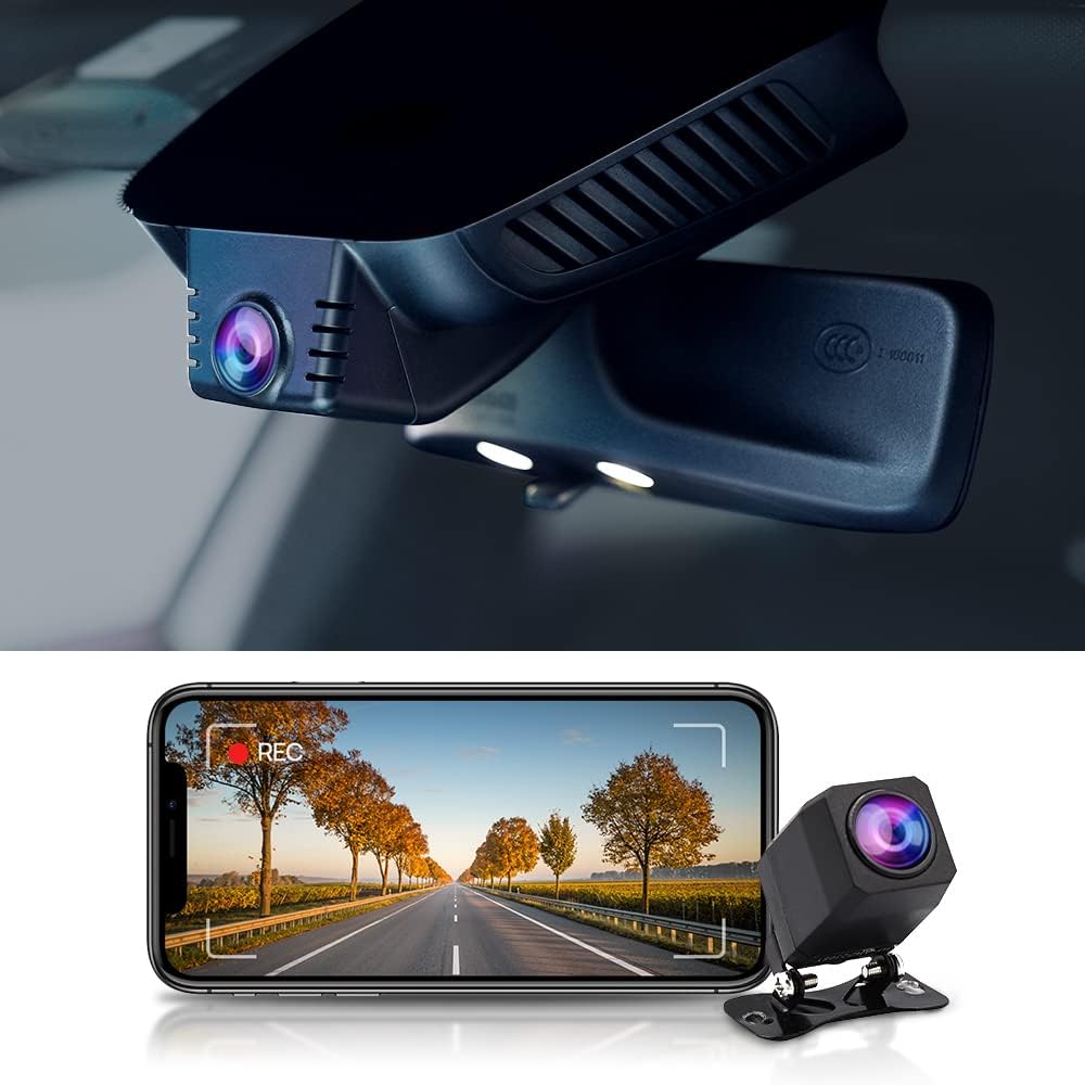 Dash Cam Front and Rear for Mercedes-Benz A C E Class CLS CLA GLA GLB GLC GLE GLS AMG, Fitcamx OEM Style Driving Recorder, Dual 1440P +1080P, HD Car Video WiFi, G-Sensor, Factory Look, with 64GB Card