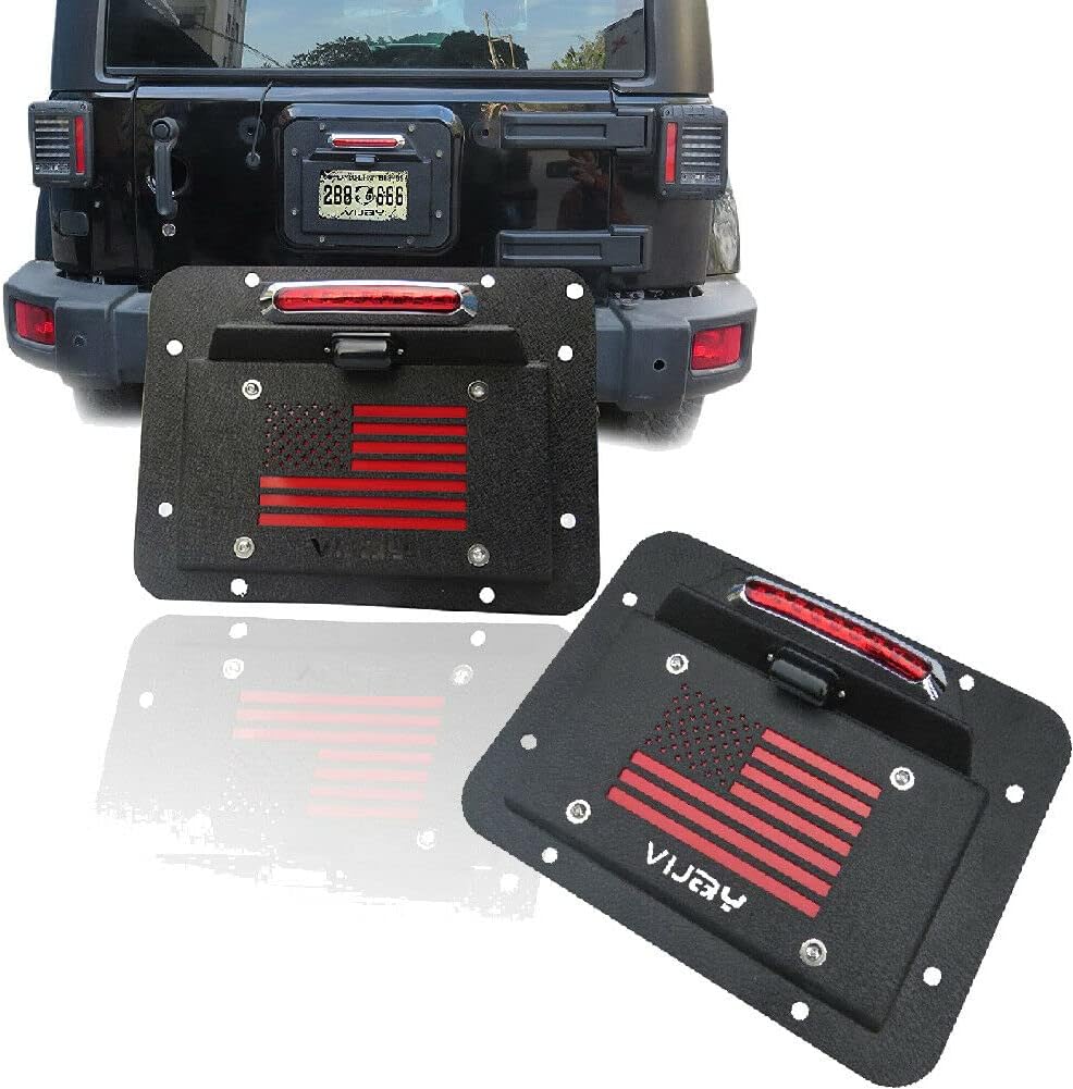 LUYWTE Spare Tire Delete License Plate Relocation W/Plate Illuminate Light&Third Brake Light Fit 2007-2017 Wrangler JK/JKU Pack of 2