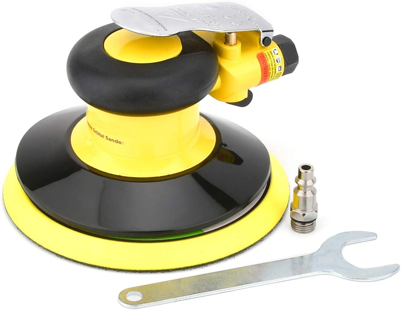 Professional Air Random Orbital Palm Sander, Dual Action Pneumatic Sander, Low Vibration, Heavy Duty … (6-inch Yellow) Pack of 2