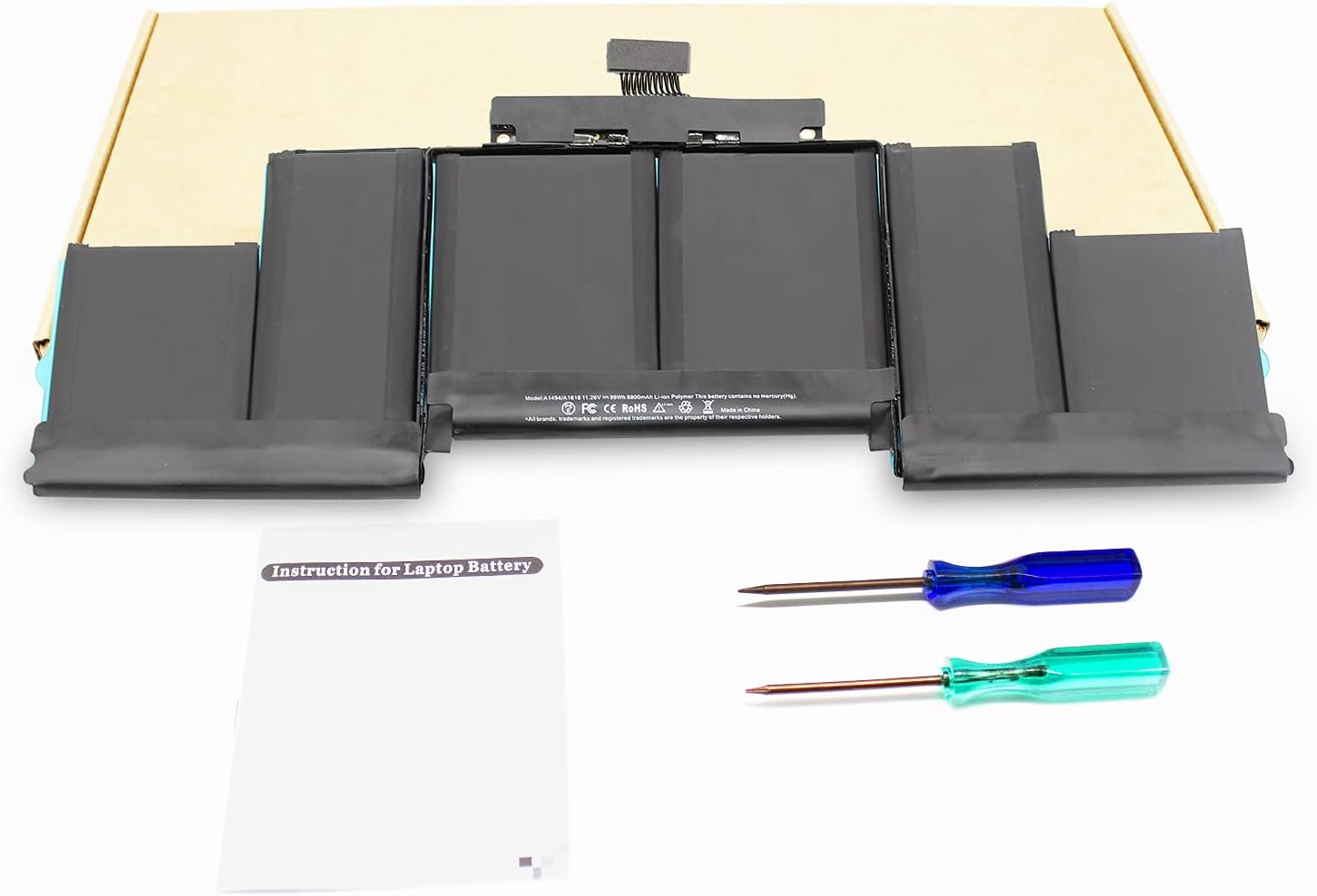 A1494 A1618 Battery Only for (Mid 2015, Mid 2014, Late 2013) A1398 - Puredick Replacement Battery for 15-inch A1398 - [Upgraded A1494/A1618 Universal Version] Pack of 2