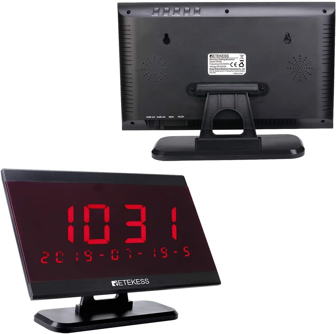 Retekess TD105 Wireless Caregiver Pager,Restaurant Pager System,15 Level Volume,6 Partition Mode,10 2-Key Panic Alert Call Buttons for Hospital,Cafe
