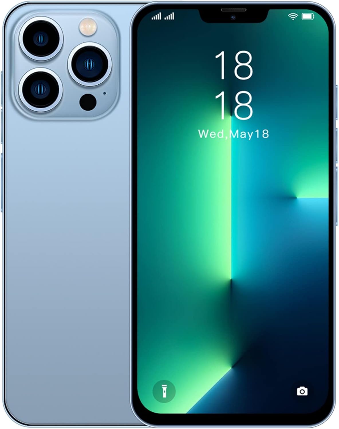 Unlocked Cell Phones, i13 Pro Android 6.0 Smartphones 6.3inch HD Full Screen Phone, Facial Recognition Unlocked Smart Phone, 1+8GB RAM, Dual SIM Card, 2800mAh Large Battery (Pro Max, Blue)