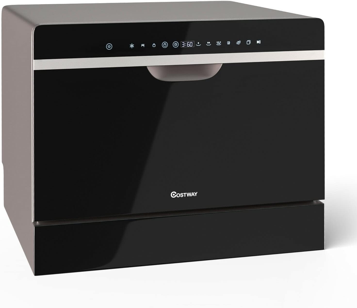 COSTWAY Countertop Dishwasher, 6 Place Setting Built-in Dishwasher with 72 H Preserve, Air Dry Function, LED Touch Control and 5 Washing Programs,for Apartments, Dorms, and RVs (with doorknob)