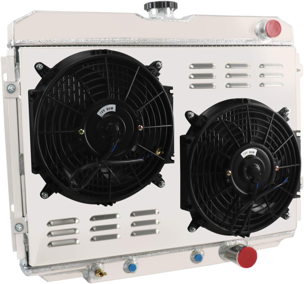 AutoCooler 3 Row Aluminum Radiator + Shroud + Fan + Relay Fit 67-70 Ford Mustang/Fairlane/Ranchero & Mercury Cougar 4.7L/5.0/5.8L V8