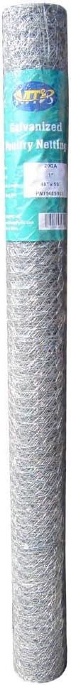 MTB 20GA Galvanized Hexagonal Poultry Netting Chicken Wire 48 inches x 50 feet x 1 inch Mesh Pack of 2