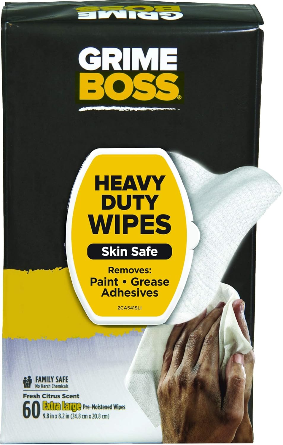 Grime Boss Heavy Duty Hand Cleaning Wipes, 60ct Pack of 8 Pack of 2