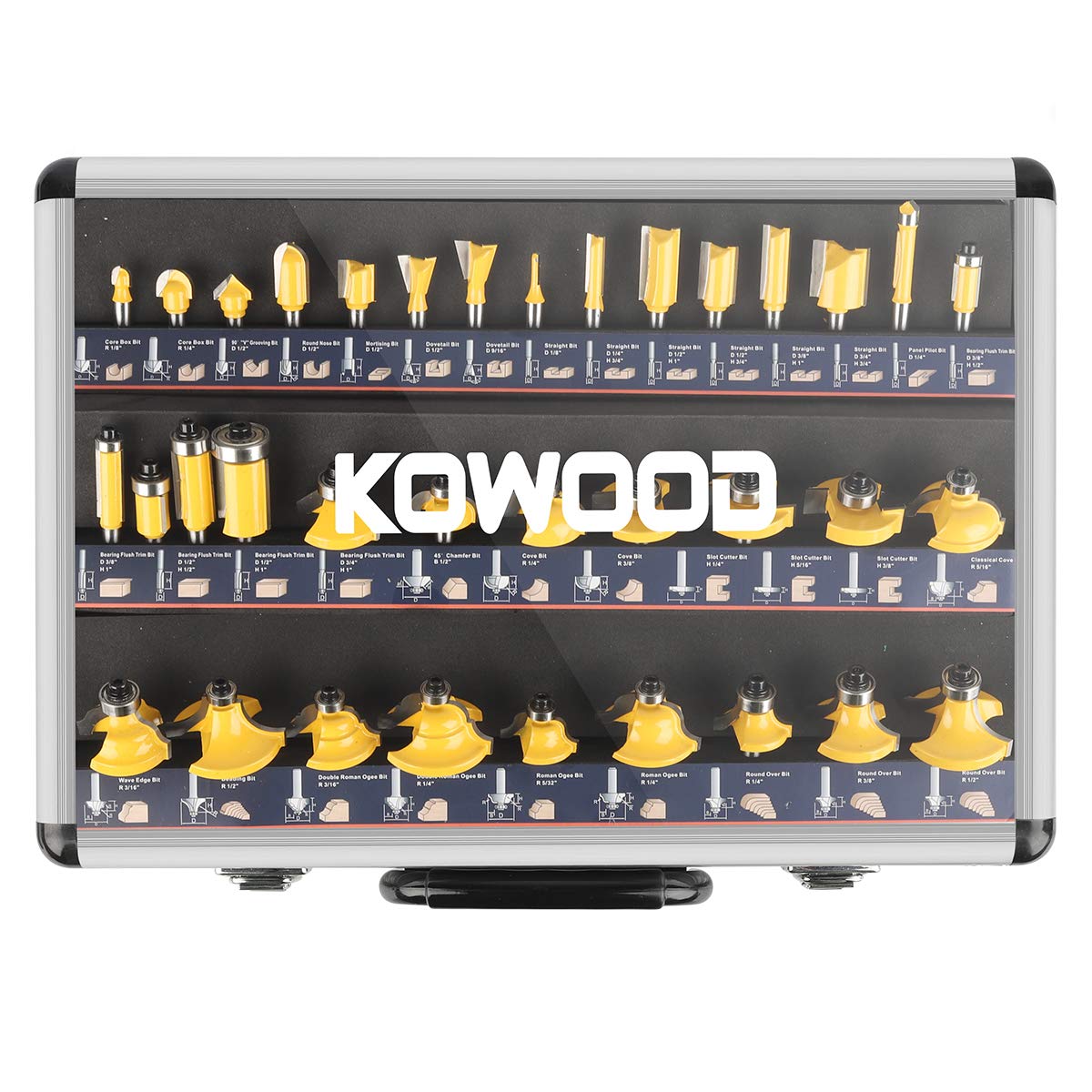 KOWOOD Router Bits Sets of 35B Pieces 1/4 Inch T Shape Wood Milling Cutter Pack of 2