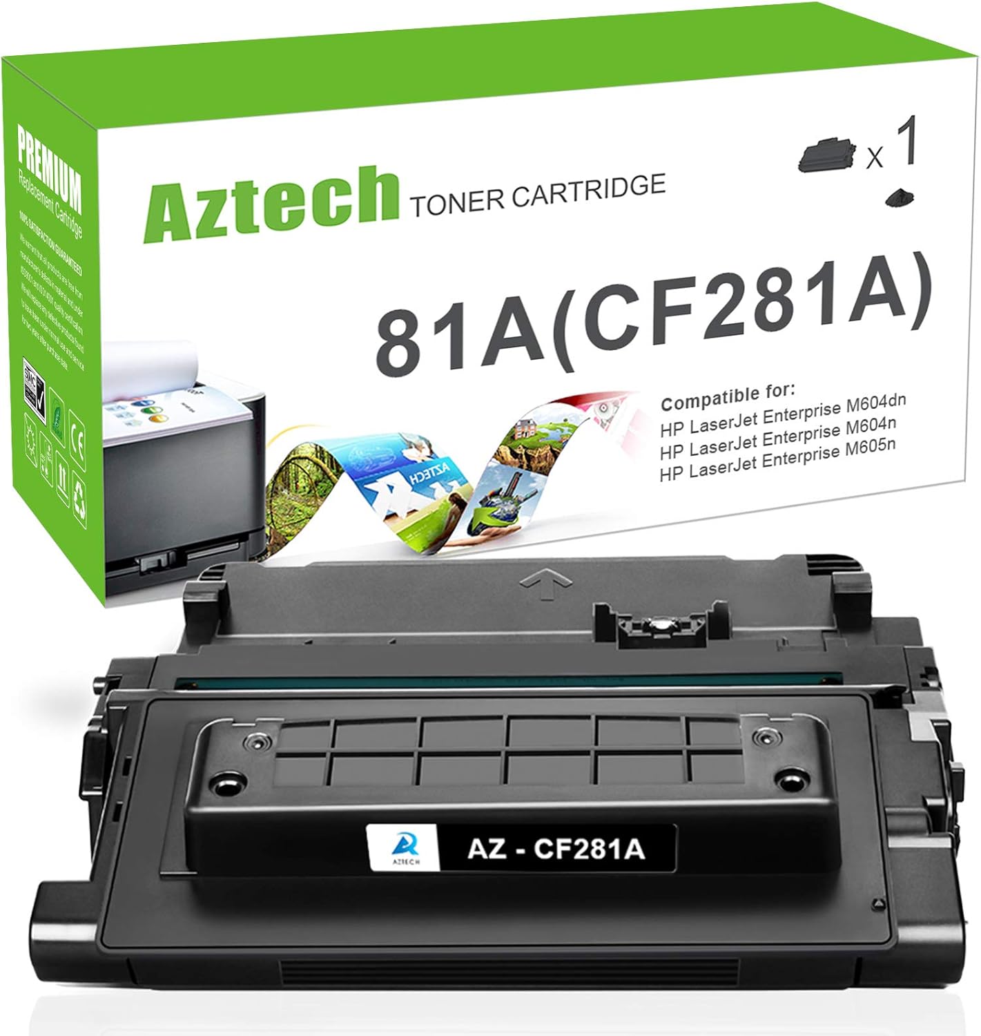 Aztech Compatible Toner Cartridge Replacement for HP 81A CF281A 81X CF281X Enterprise MFP M605 M604 Toner M604N M604DN M605N M605DN M605X M630 M606 M630h M630dn M630z Printer (Black, 1-Pack) Pack of 2