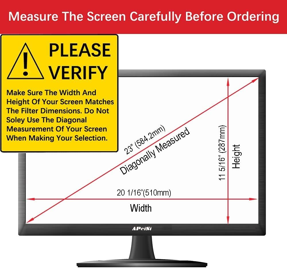 23 Inch Computer Privacy Screen Filter for 16:9 Widescreen Monitor-Anti-Glare, Anti-Blue Light, Blocks 97% UV, Scratch Protector Film – 9 Aspect Ratio Data Confidentiality Privacy Filter Protector Pack of 2
