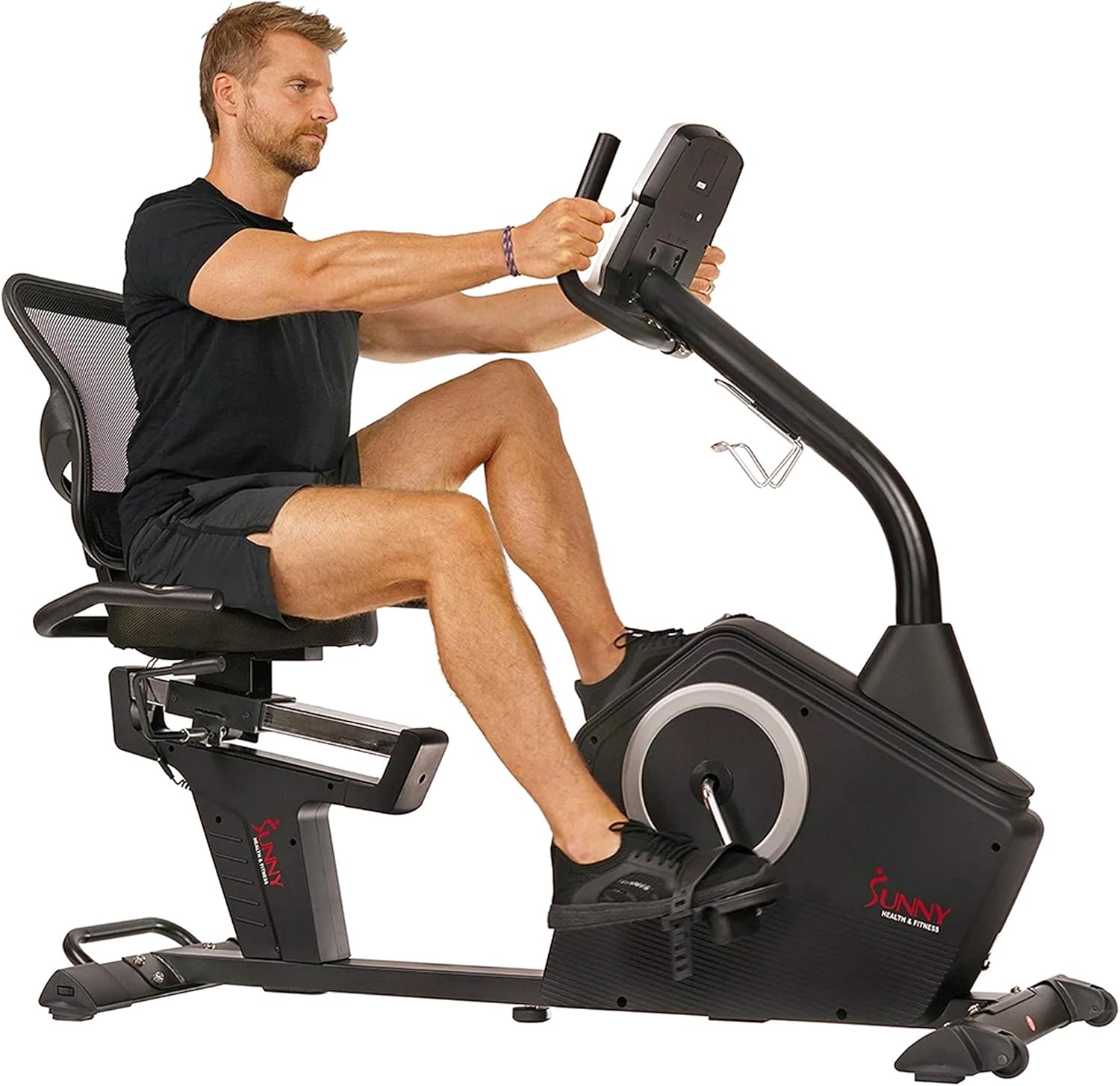 Sunny Health & Fitness Programmable Recumbent Bike - SF-RB4850, Black