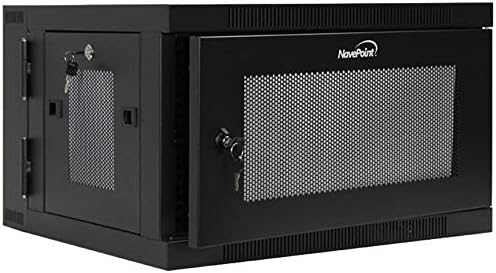 NavePoint 6U Wall-Mount Network Cabinet Enclosure, 450mm Depth, Hinged Back, Swing Gate Server Cabinet, Locks, Pre-Assembled, Perforated Front Door, 1 x L Brackets, Cable Management
